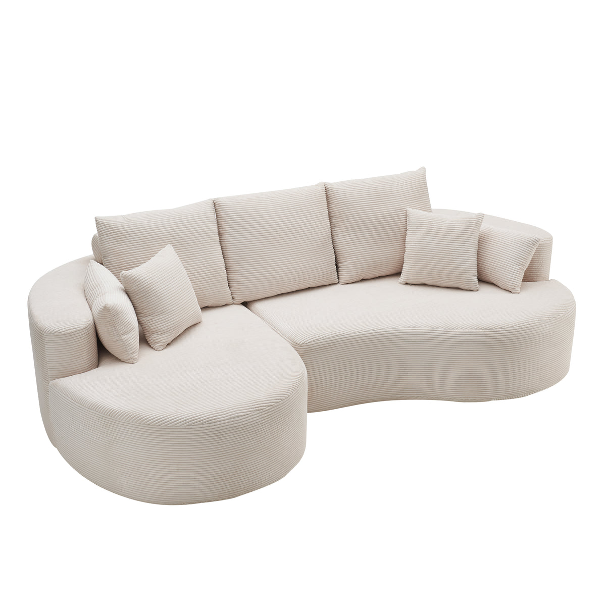 106 In. 2-Piece Fabric Cloud Curved Sectional Sofa with Chaise