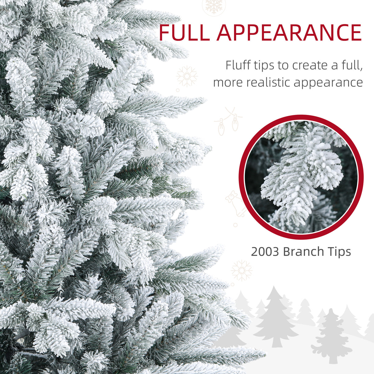 HOMCOM 8ft Snow Flocked Artificial Christmas Tree