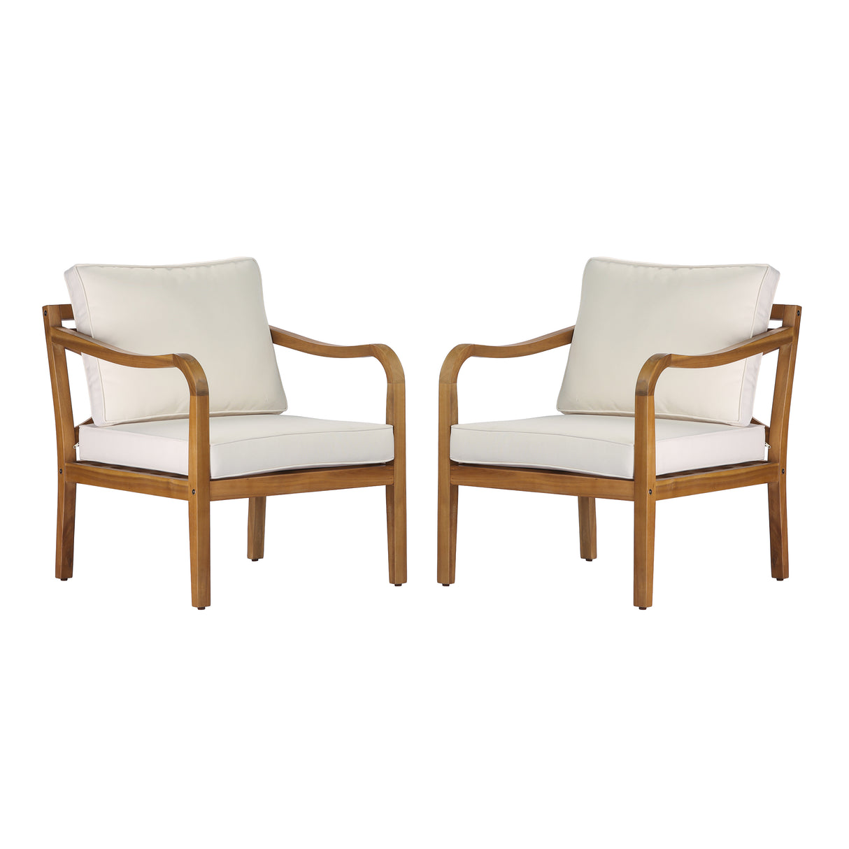 Acacia Wood Patio Furniture Club Chair Set of 2