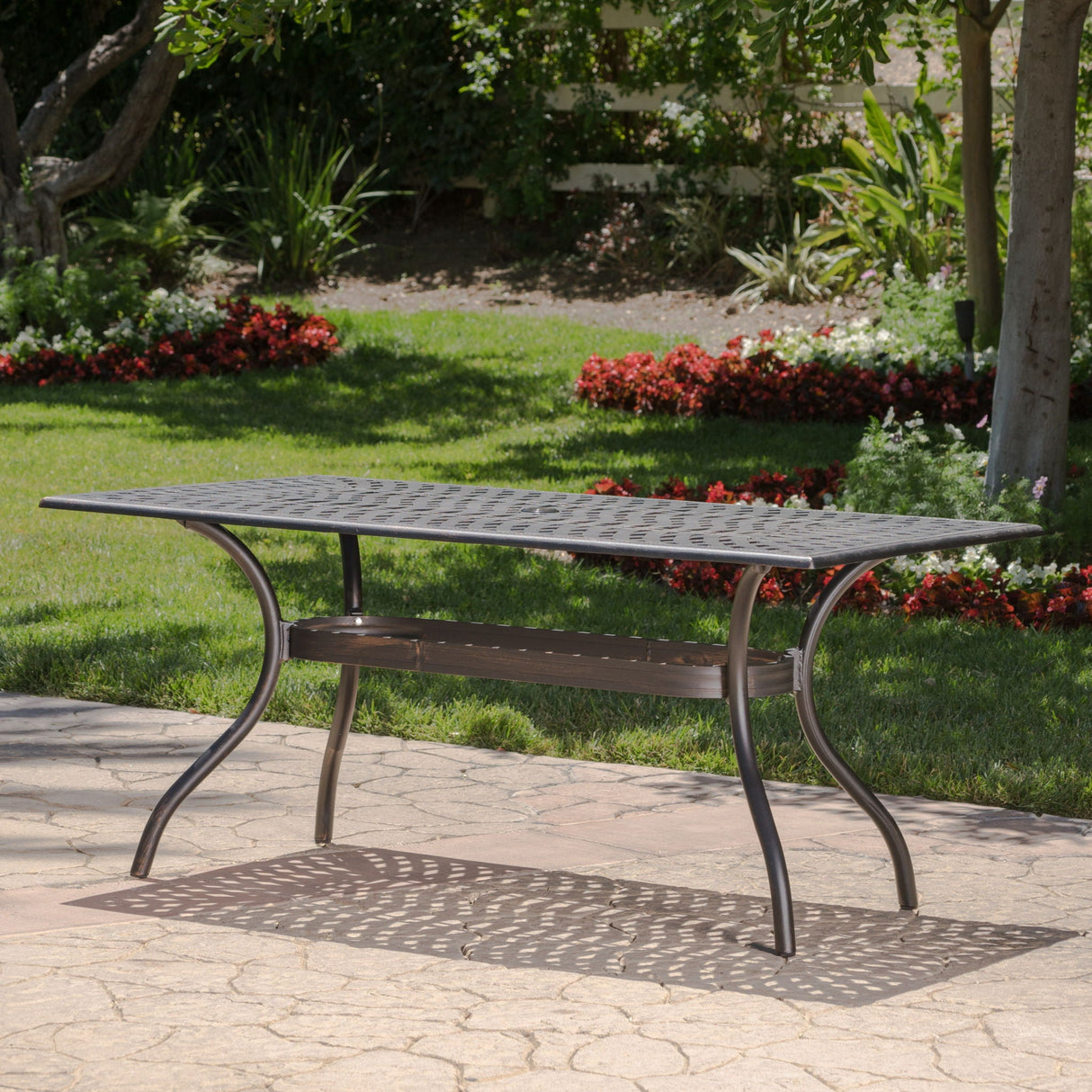 Enchantia - Outdoor Rectangular Dining Table With Weave Tabletop And Flared Legs - Copper - Best Buy Furniture