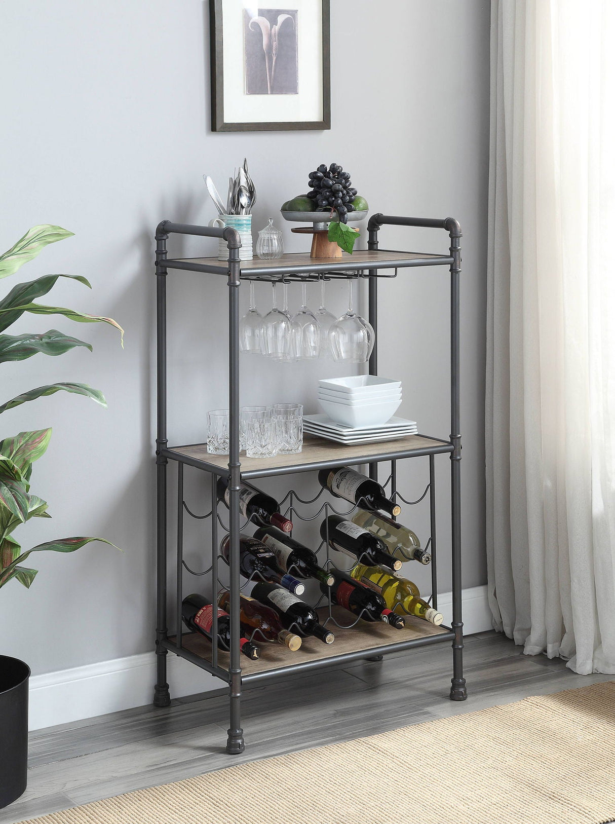 Brantley - Wine Rack - Gray / Oak - Best Buy Furniture