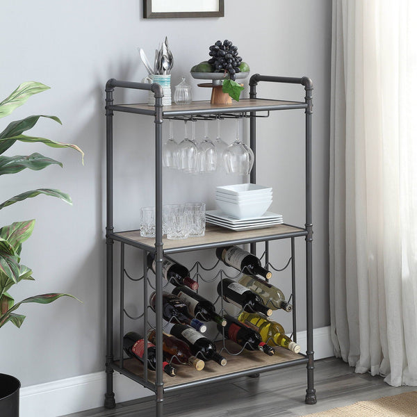Brantley - Wine Rack - Gray / Oak - Best Buy Furniture