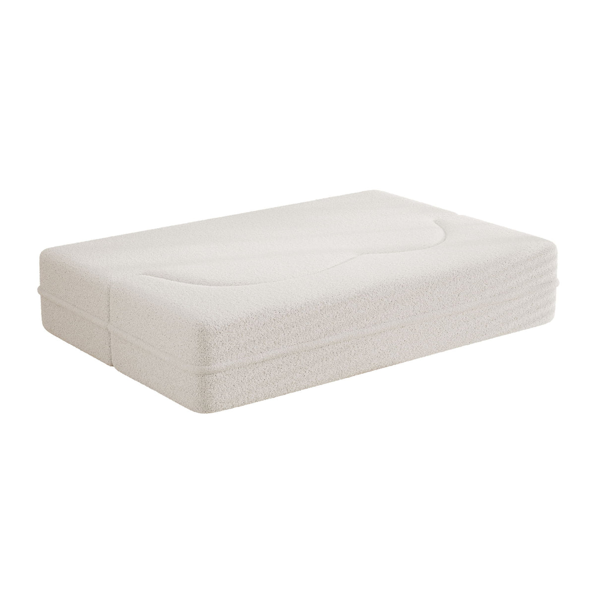 Modern Floor Sofa, With 2 Pillows, Convertible Teddy Fabric Foam Filled Bed