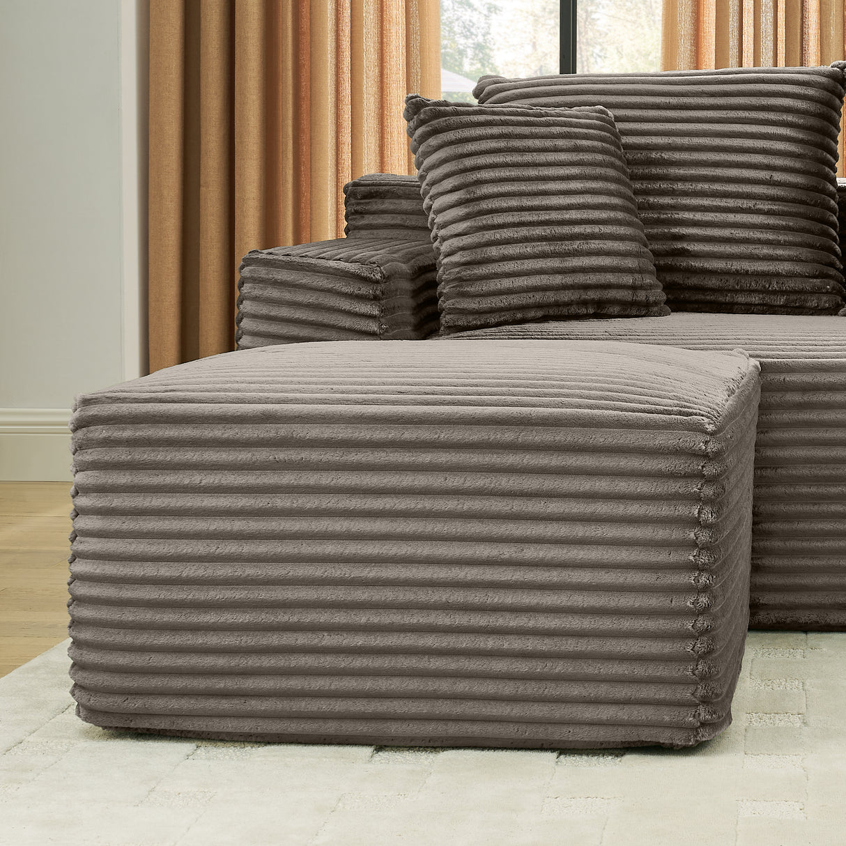 115" Comfy U-Shaped Sectional Modern Boneless Corduroy Couch