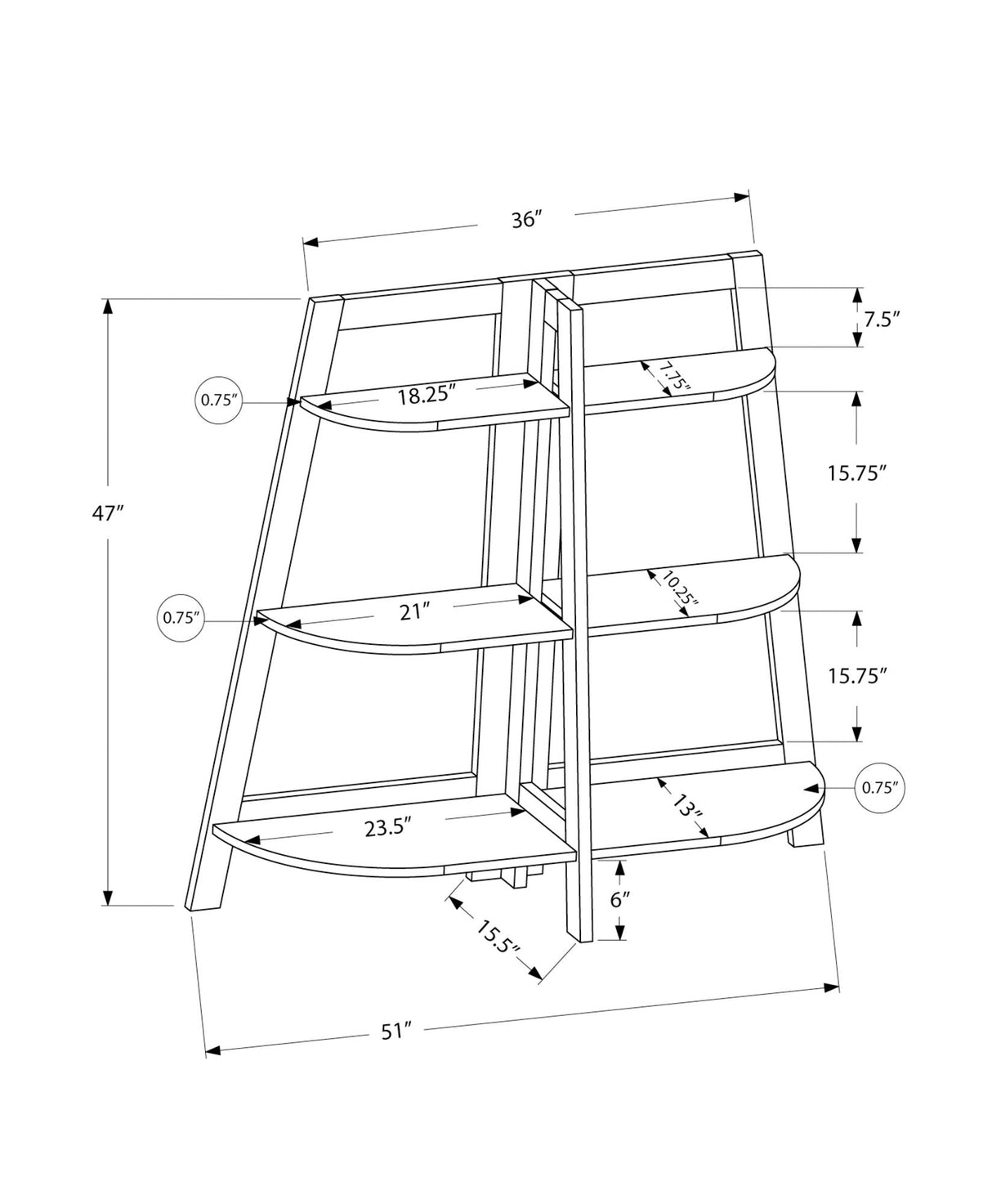 Bookshelf, Bookcase, Etagere, 3 Tier, For Office, Contemporary & Modern - Best Buy Furniture