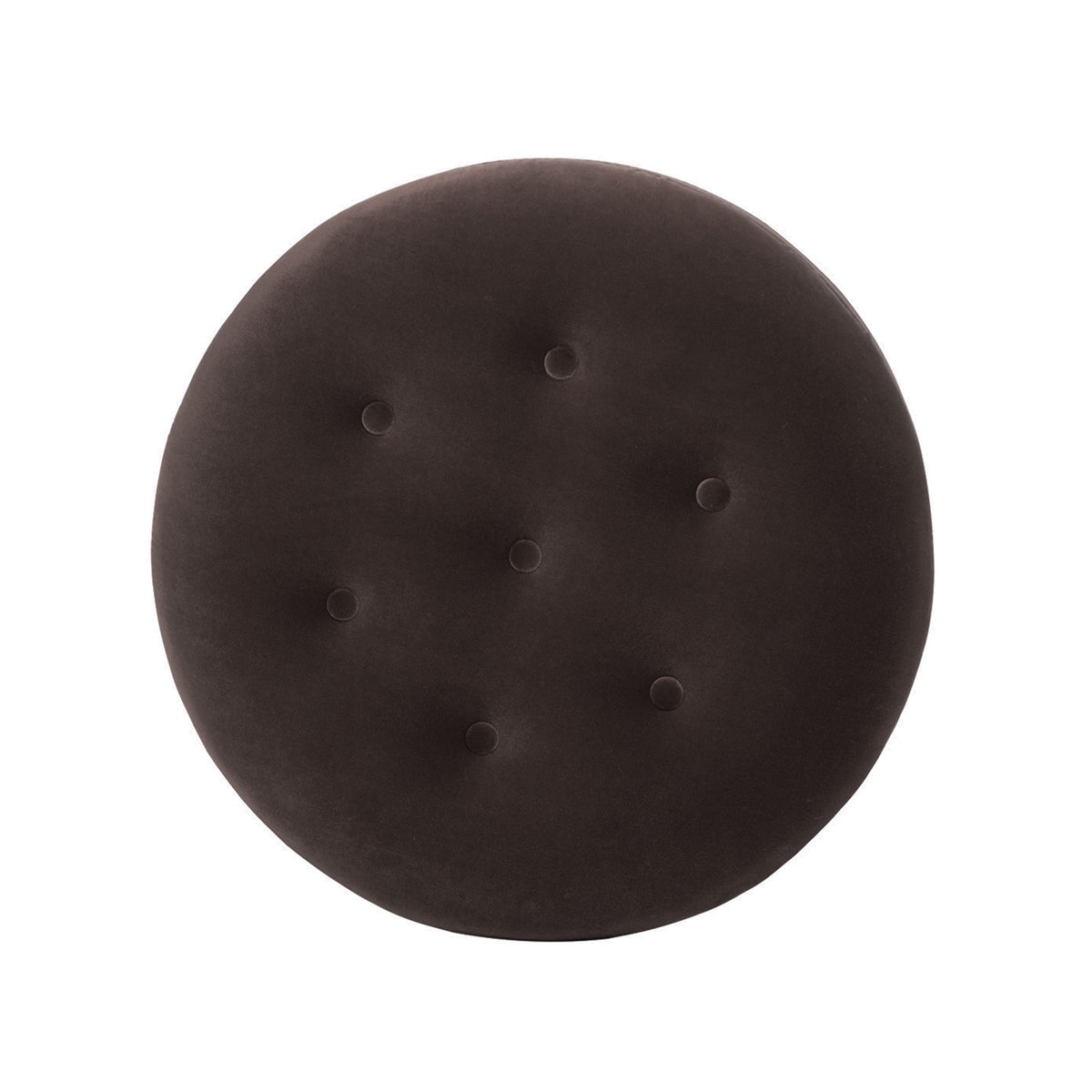 Yolanda 24-Inch Round Upholstered Accent Ottoman, Deep Brown