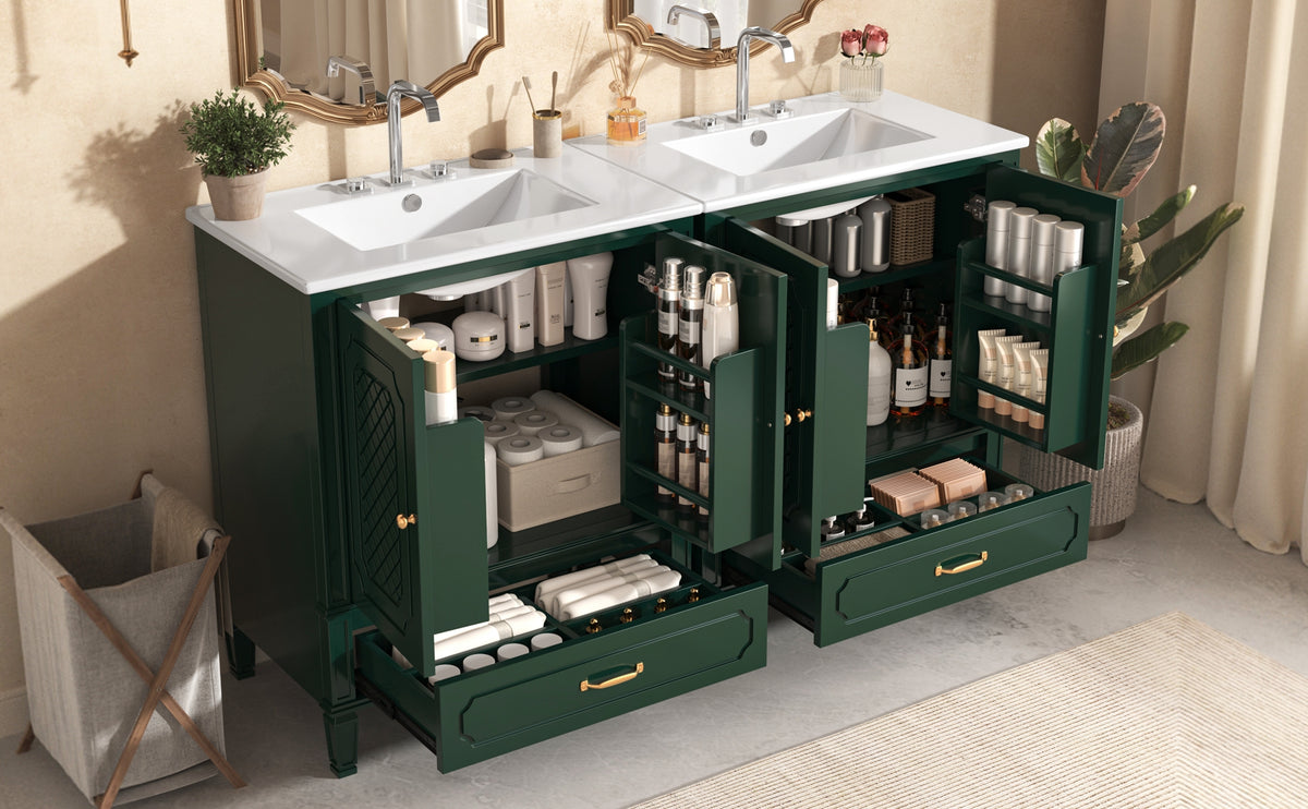 60" Bathroom Vanity with Double Sink Combo Set