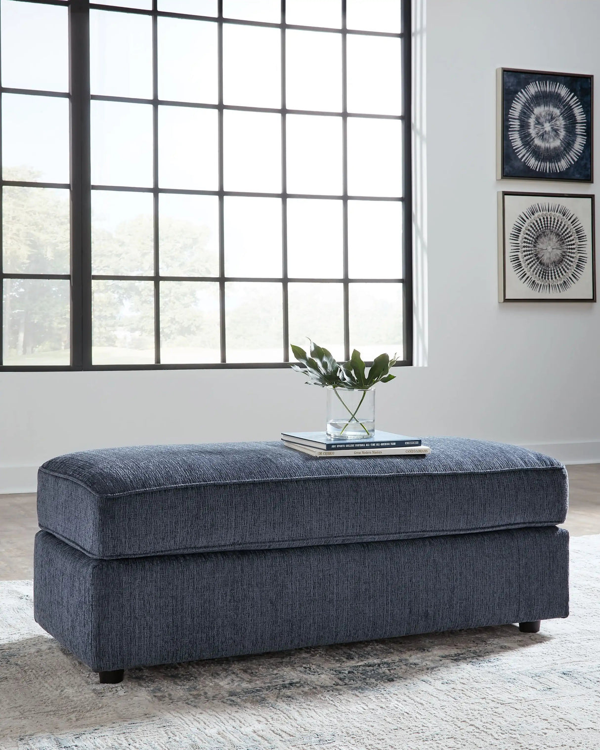 Albar Place - Oversized Accent Ottoman - Cobalt - Best Buy Furniture