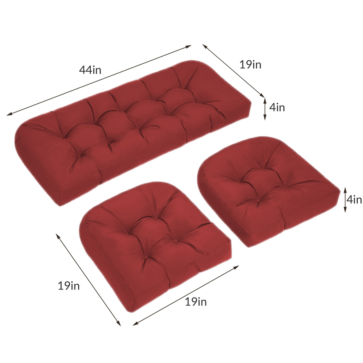 Wicker Chair Cushions Set of 3