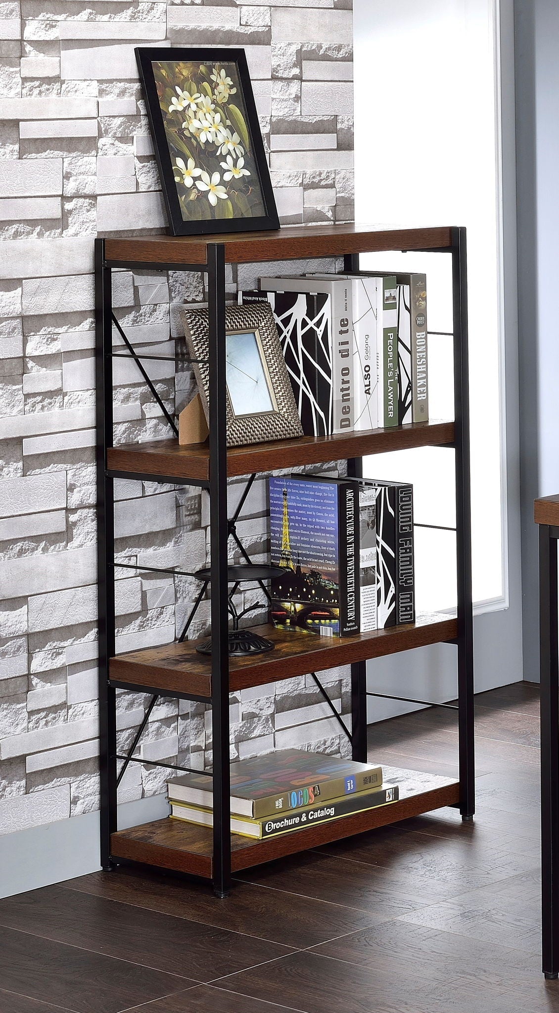 Bob - Bookshelf - Weathered Oak / Black - Best Buy Furniture