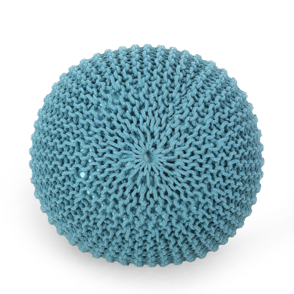 Moro - Knitted Round Pouf With Pumpkin Shape