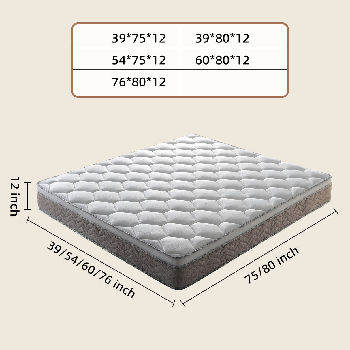 12 Inch Hybrid Mattress in a Box - Medium Firm