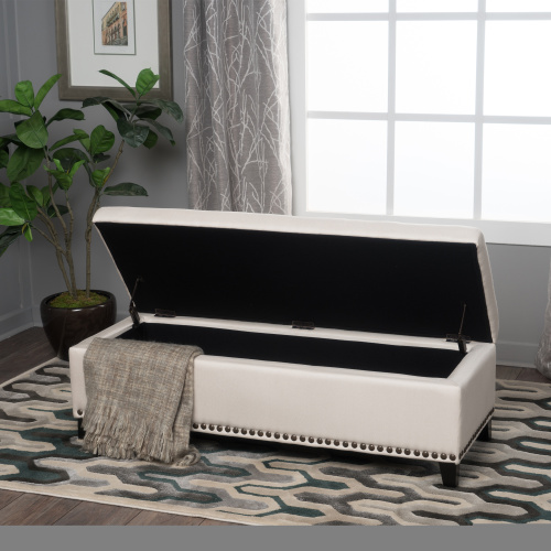 Tufted Storage Ottoman with Nailhead Trim