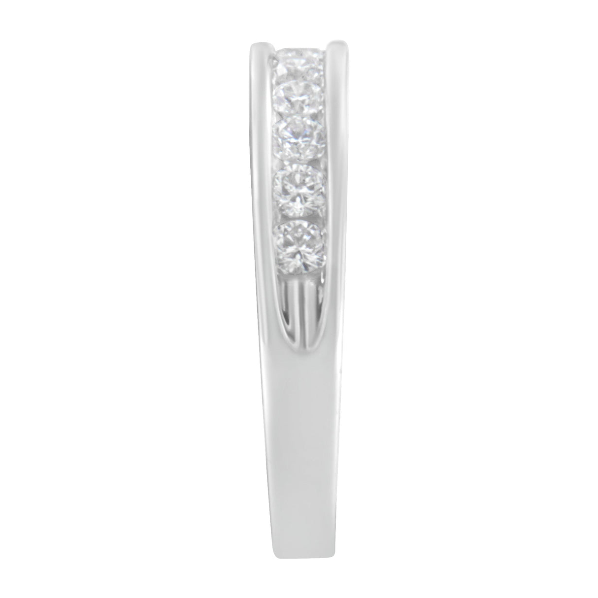 18K White Gold Round Diamond 1/2 Cttw Channel Band Ring