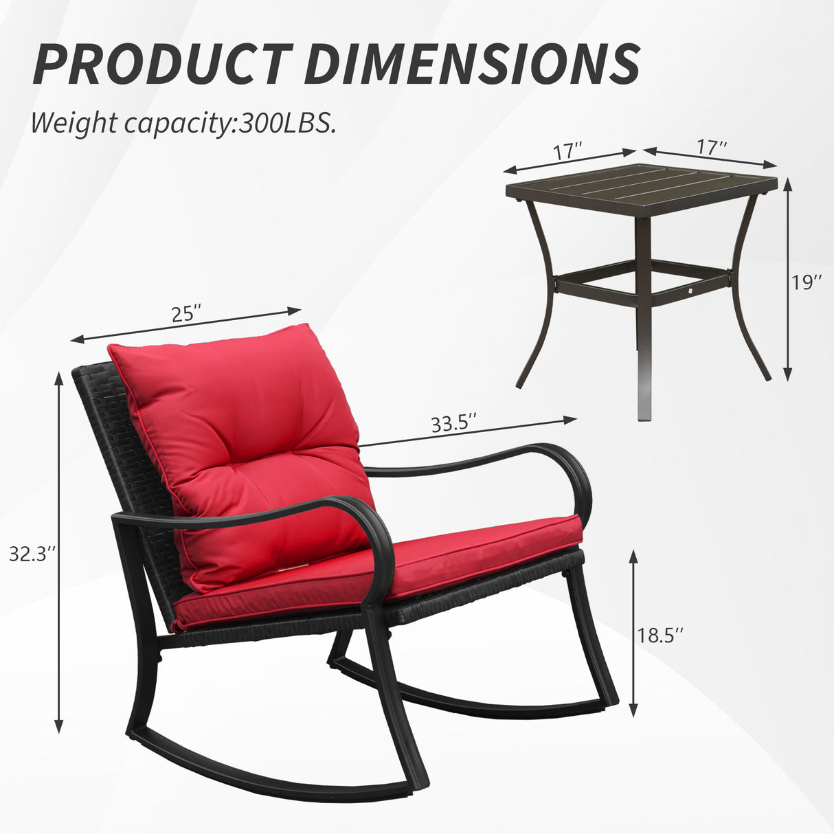 Metal 2-Person Outdoor Patio Rocking Seating Group with Cushions