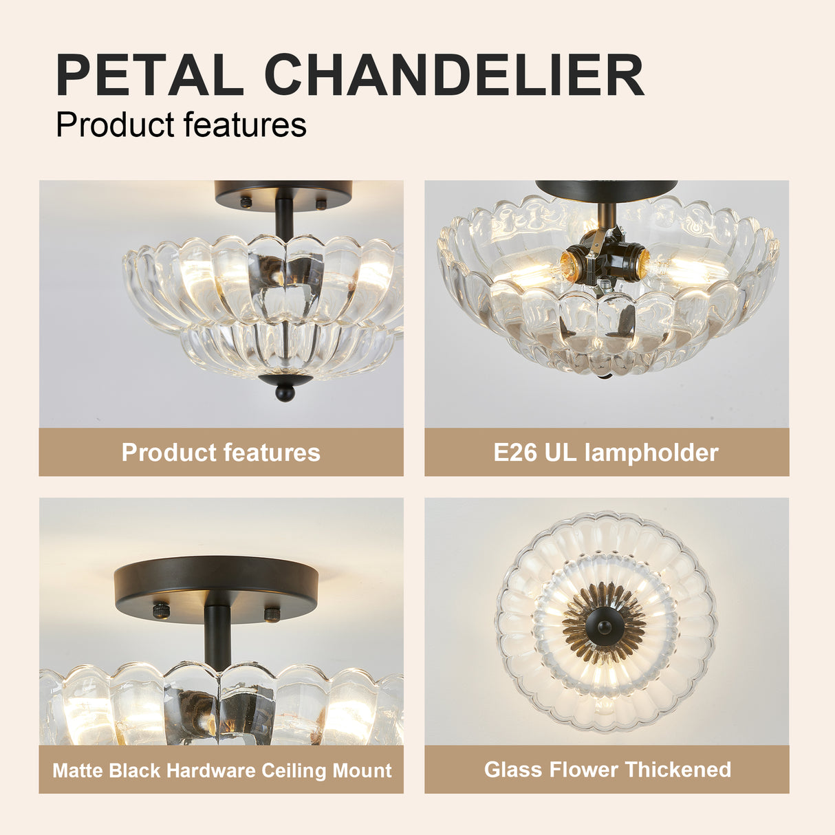 Smoky Semi Flush Mount Ceiling Light