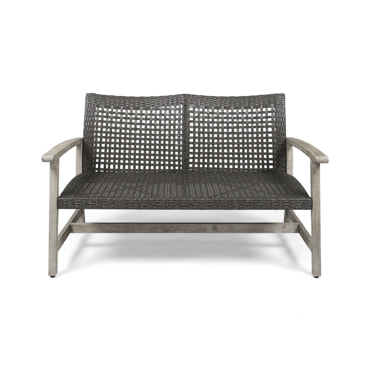 Hampton - Outdoor Wood And Wicker Loveseat - Gray - Best Buy Furniture