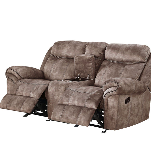 Zubaida Two Tone Recliner Loveseat with USB Port Console