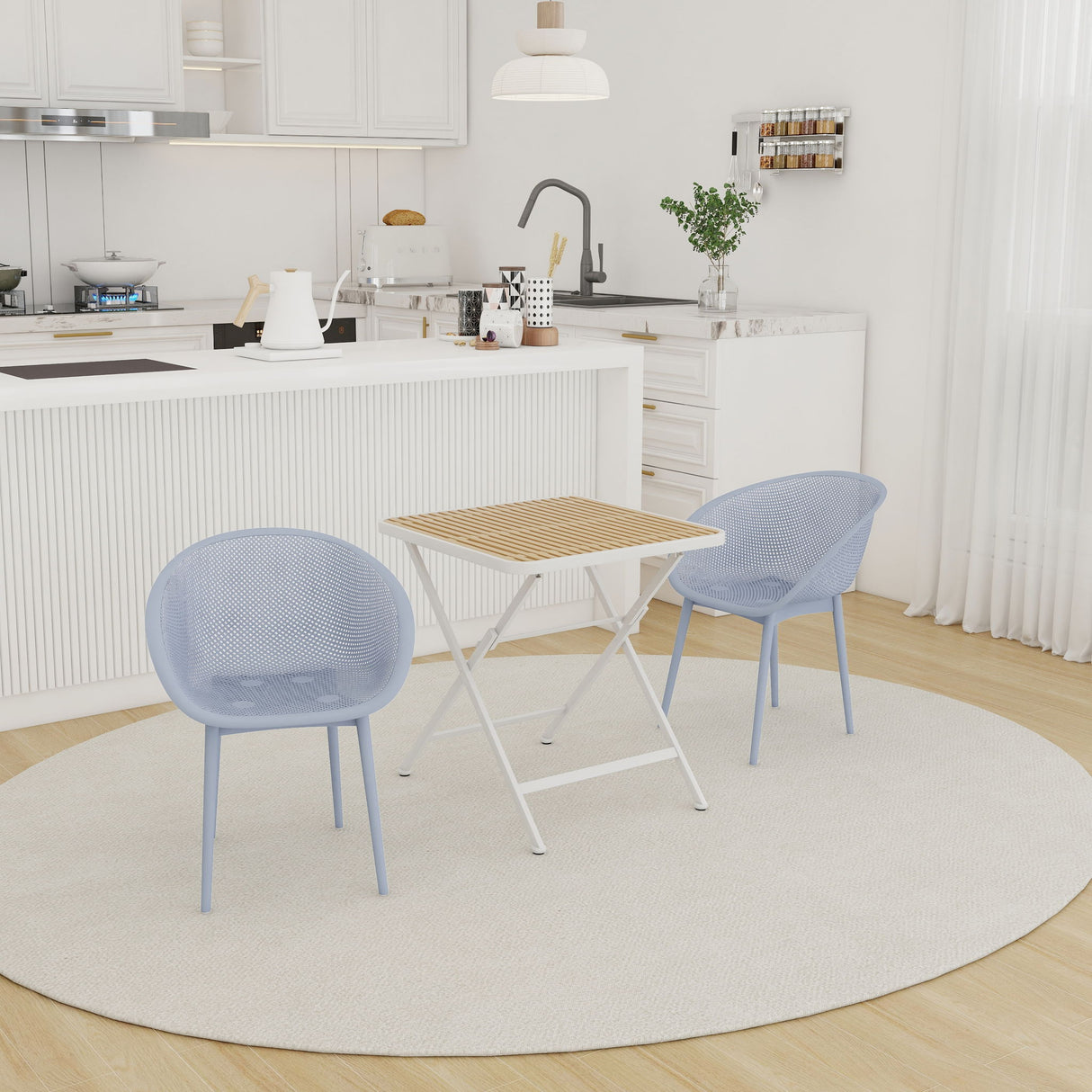 2 Pack Lounge Chair Set & Folding Square Table