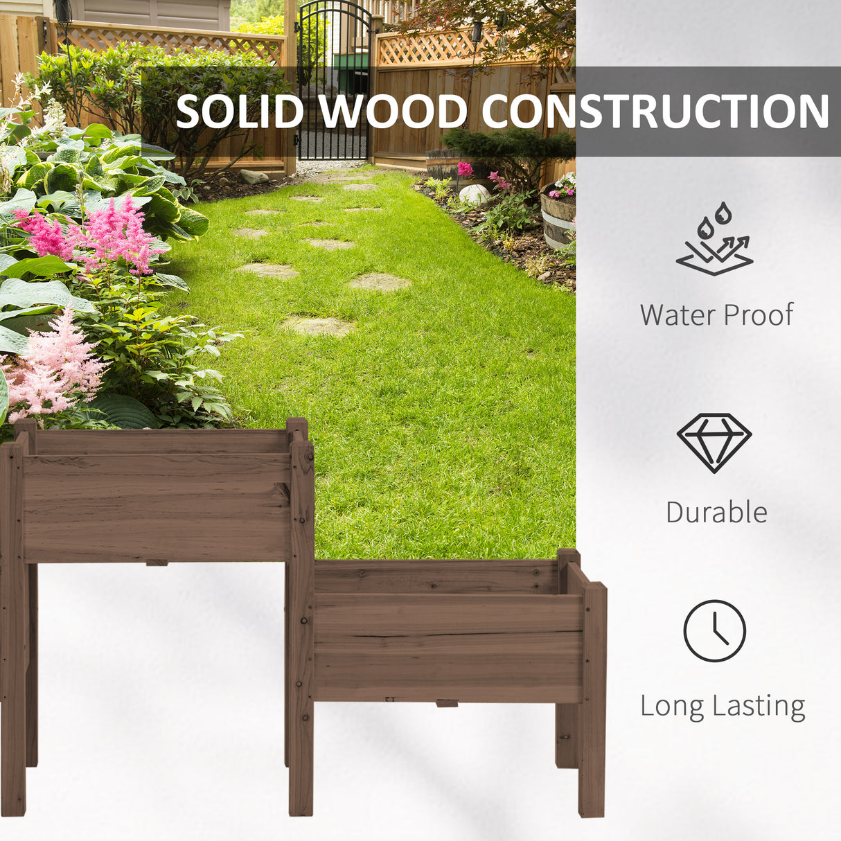 Outsunny Raised Garden Bed with 3 Planter Box