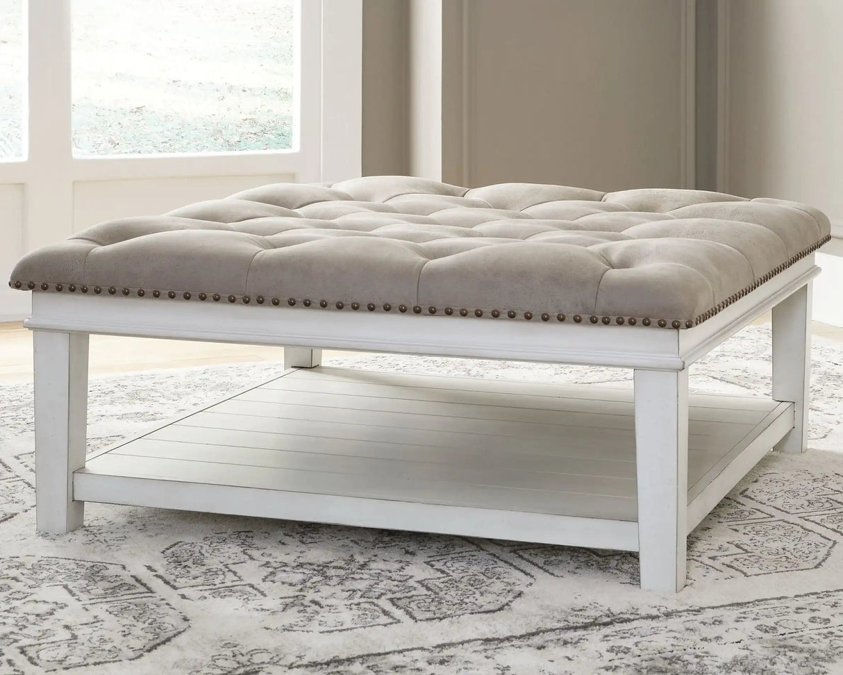 Kanwyn - Uph Ottoman Cocktail Table - Whitewash - Best Buy Furniture
