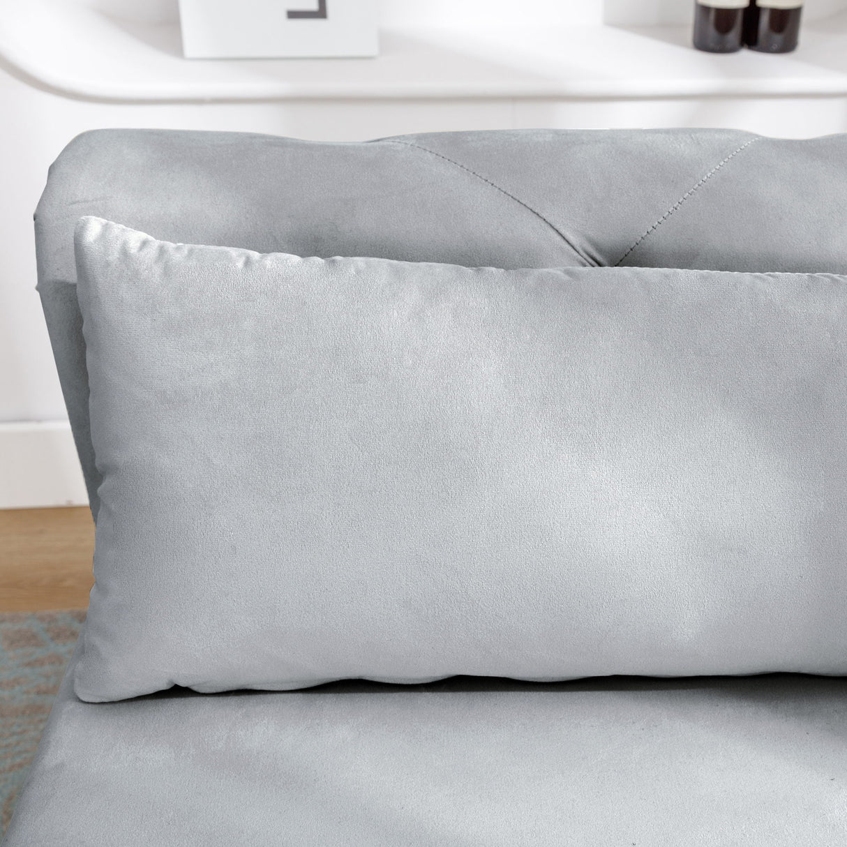 Chaise Lounge Indoor, Lounge Chair For Bedroom With Storage & Pillow, Modern Upholstered Rolled Arm Chase Lounge For Sleeping With Nailhead Trim For Living Room Bedroom Office
