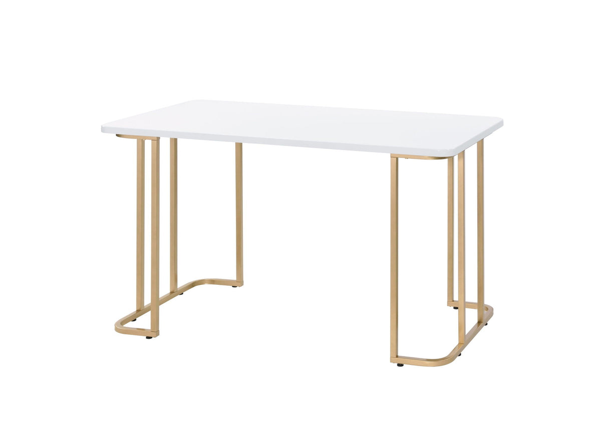 Estie - Writing Desk - White / Gold - Best Buy Furniture