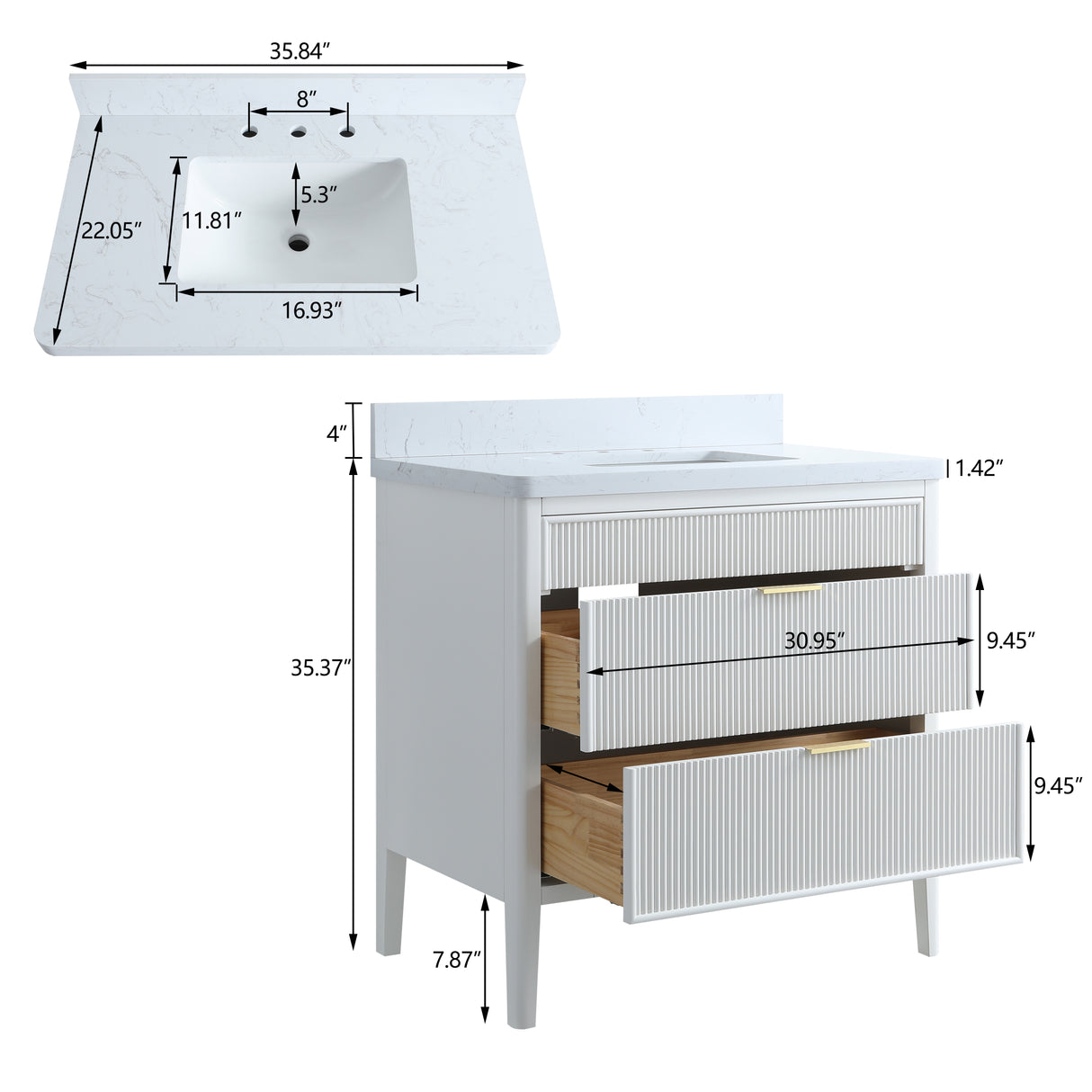 Fully Assembled 36'' Bathroom Vanity
