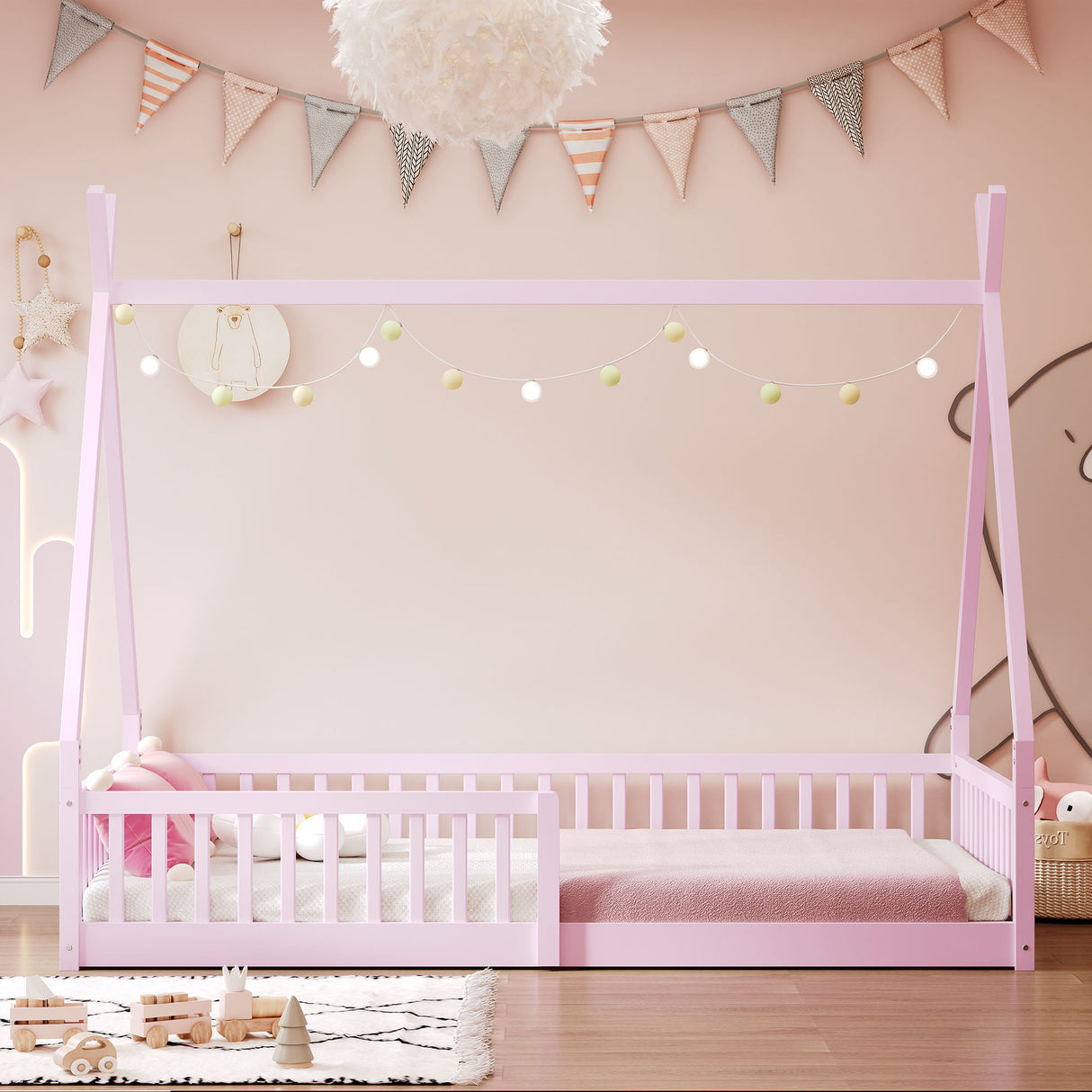 House Shaped Design Bed With Fence