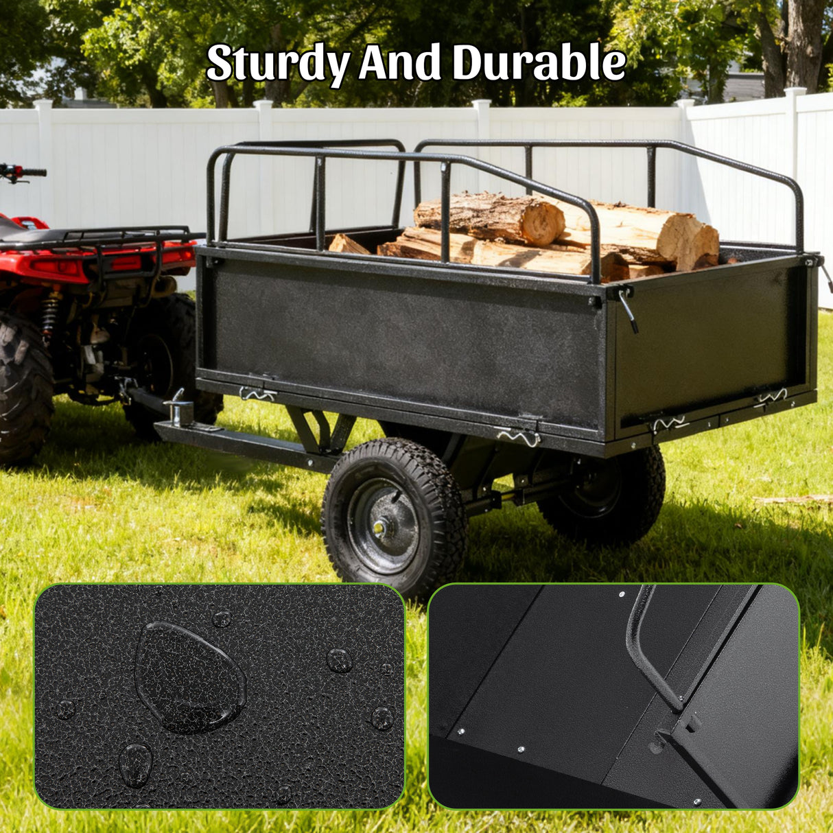 600LBS Heavy Duty Steel Dump Cart Trailer, 17 Cu.Ft.