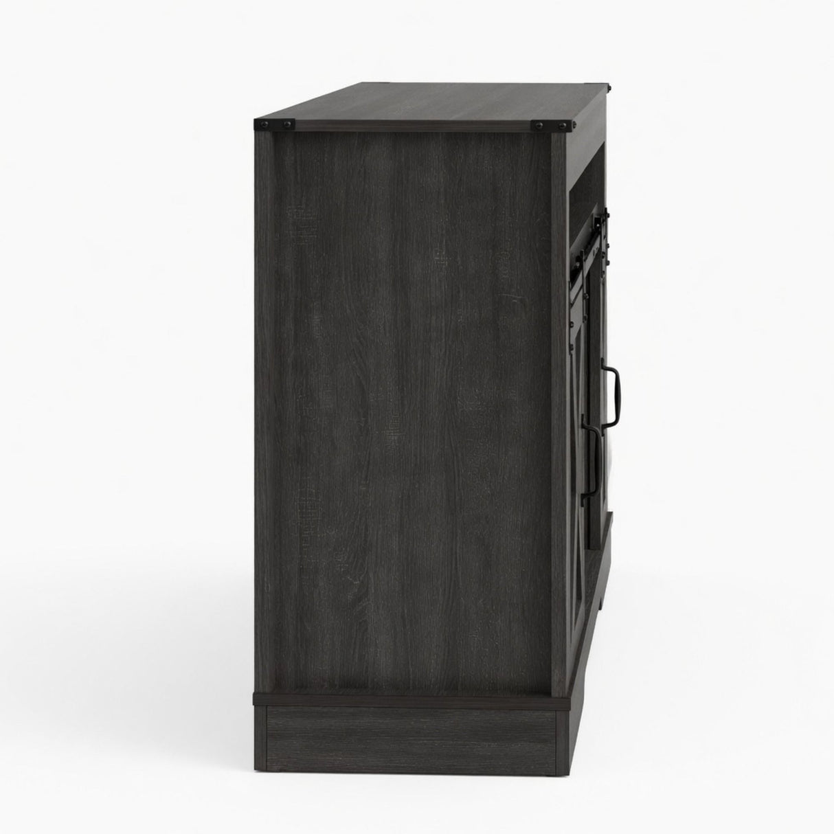Farmhouse TV Stand With Sliding Barn Doors & Adjustable Storage