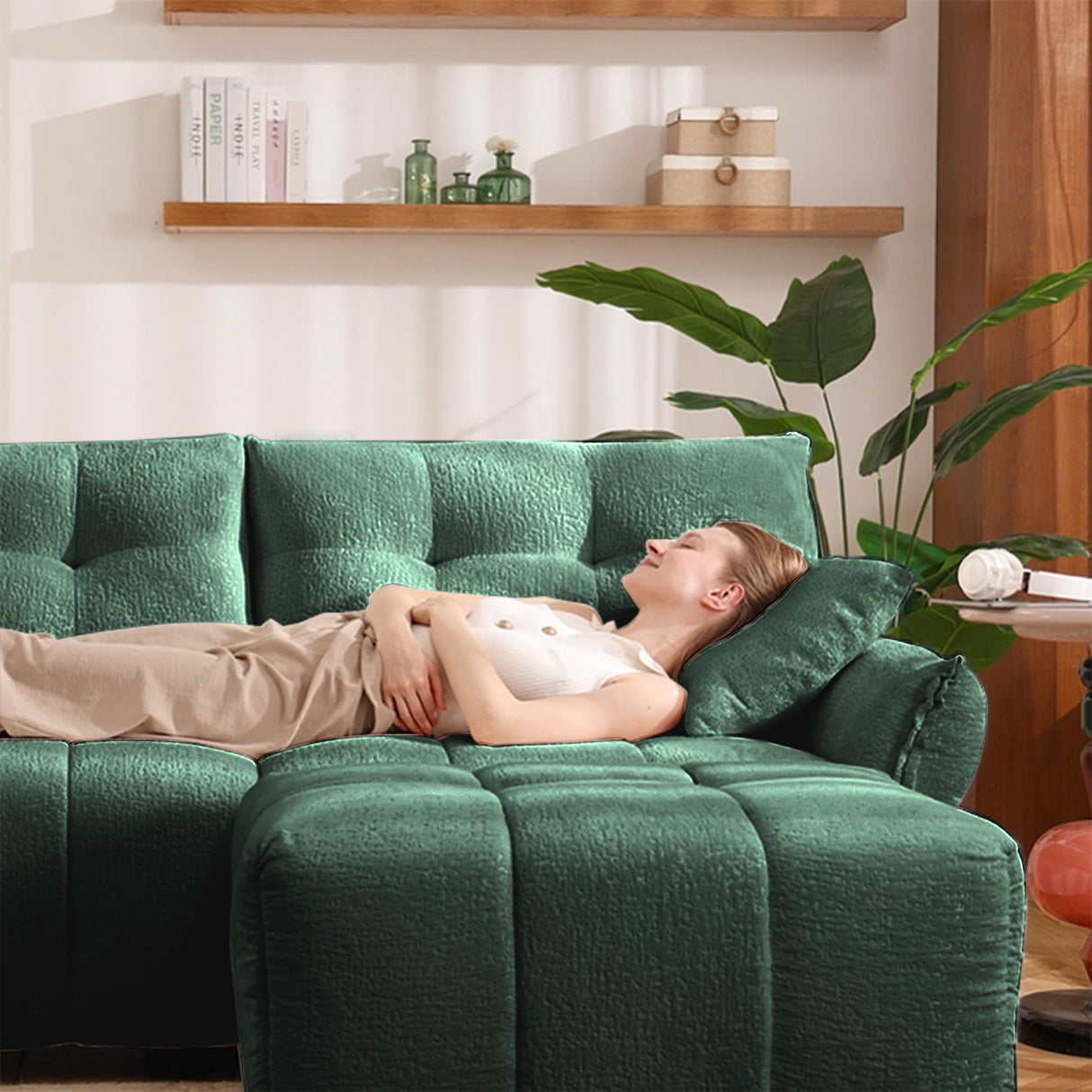 Ergonomic Single Seater Sofa With Ottoman, High Resilience Support Cushions