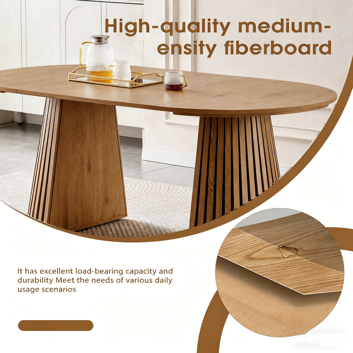 Wooden Flexible and Extendable Dining Table