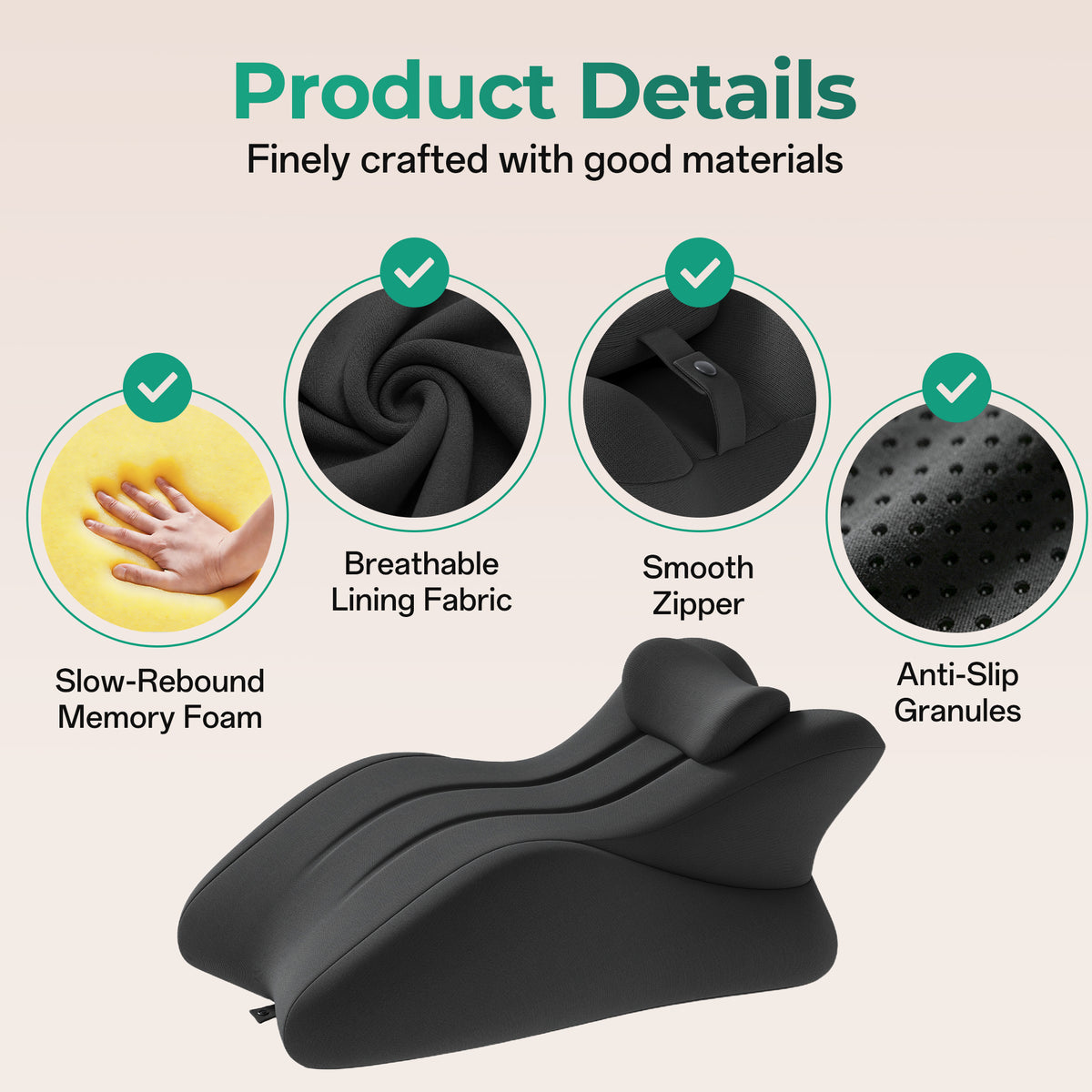 27° Ergonomic Memory Foam Support Pillow for Couples