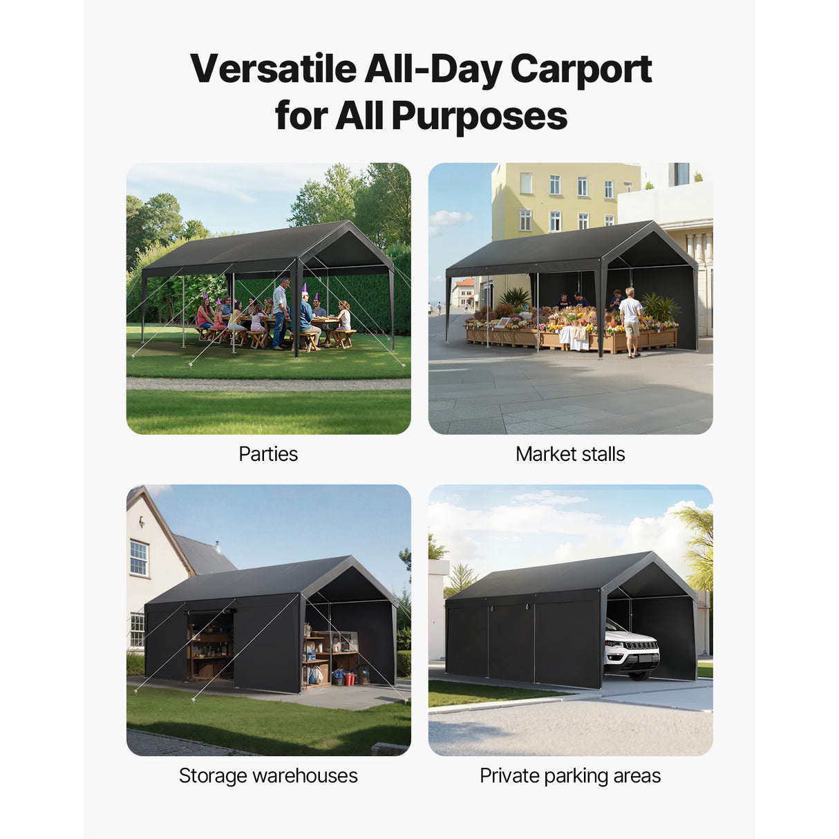Carport Car Canopy 12x20FT Heavy Duty Outdoor Car Shelter with Sidewalls