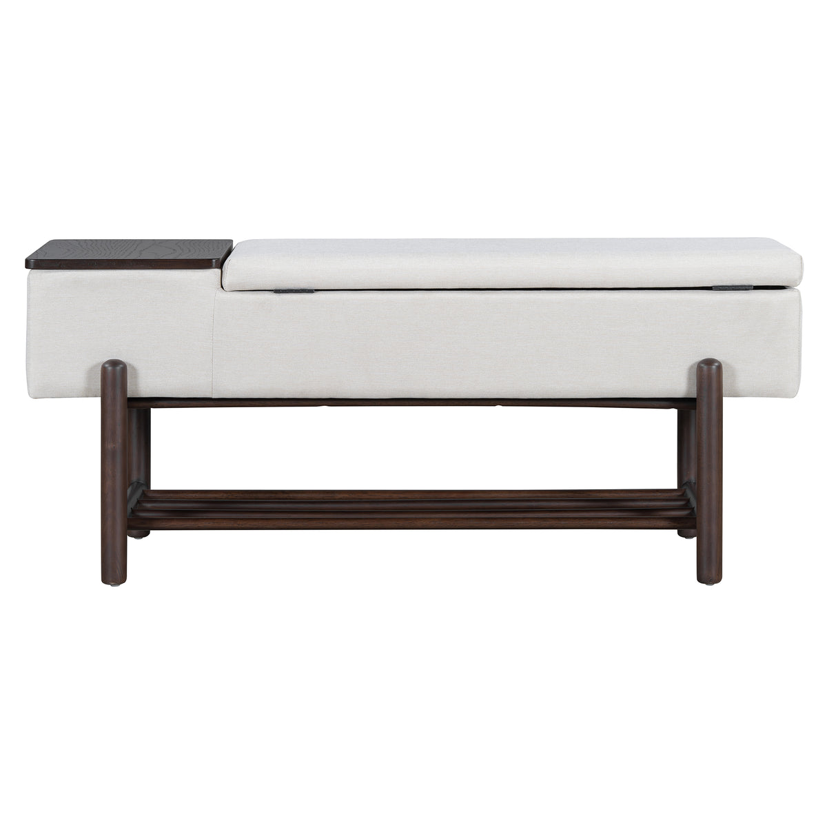 TREXM Farmhouse Upholstered Storage Bench with Hidden Compartment - Espresso