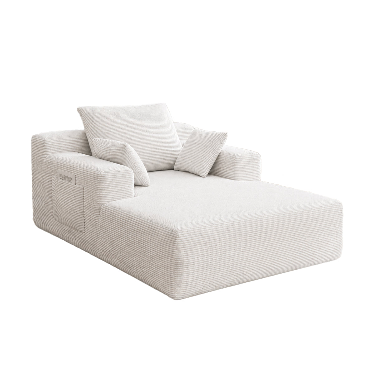 71.65'' Corduroy Chaise Lounge Sofa with Cup Holders & Storage Pocket