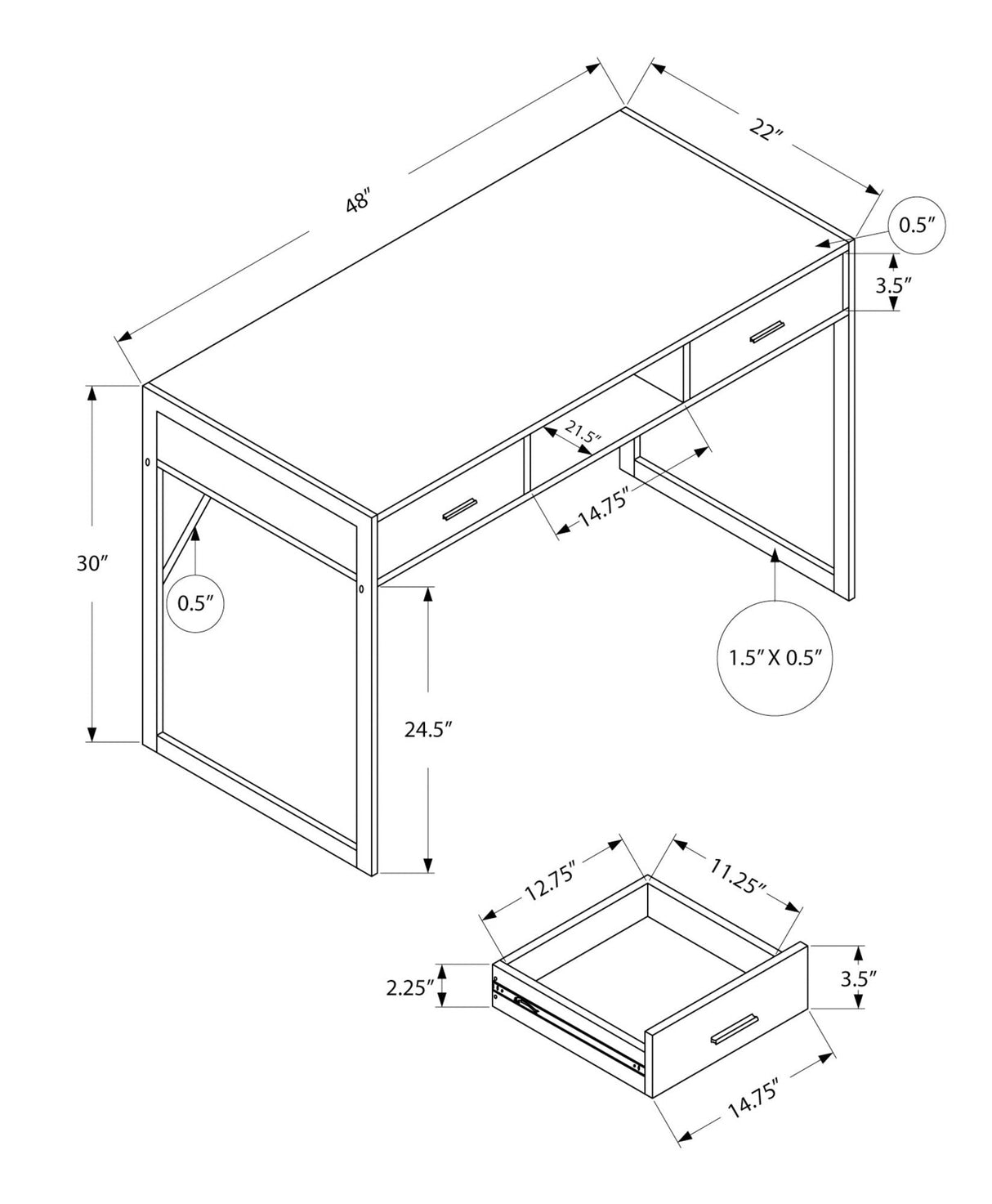 Computer Desk For Home Office Laptop, Storage Drawers - Best Buy Furniture