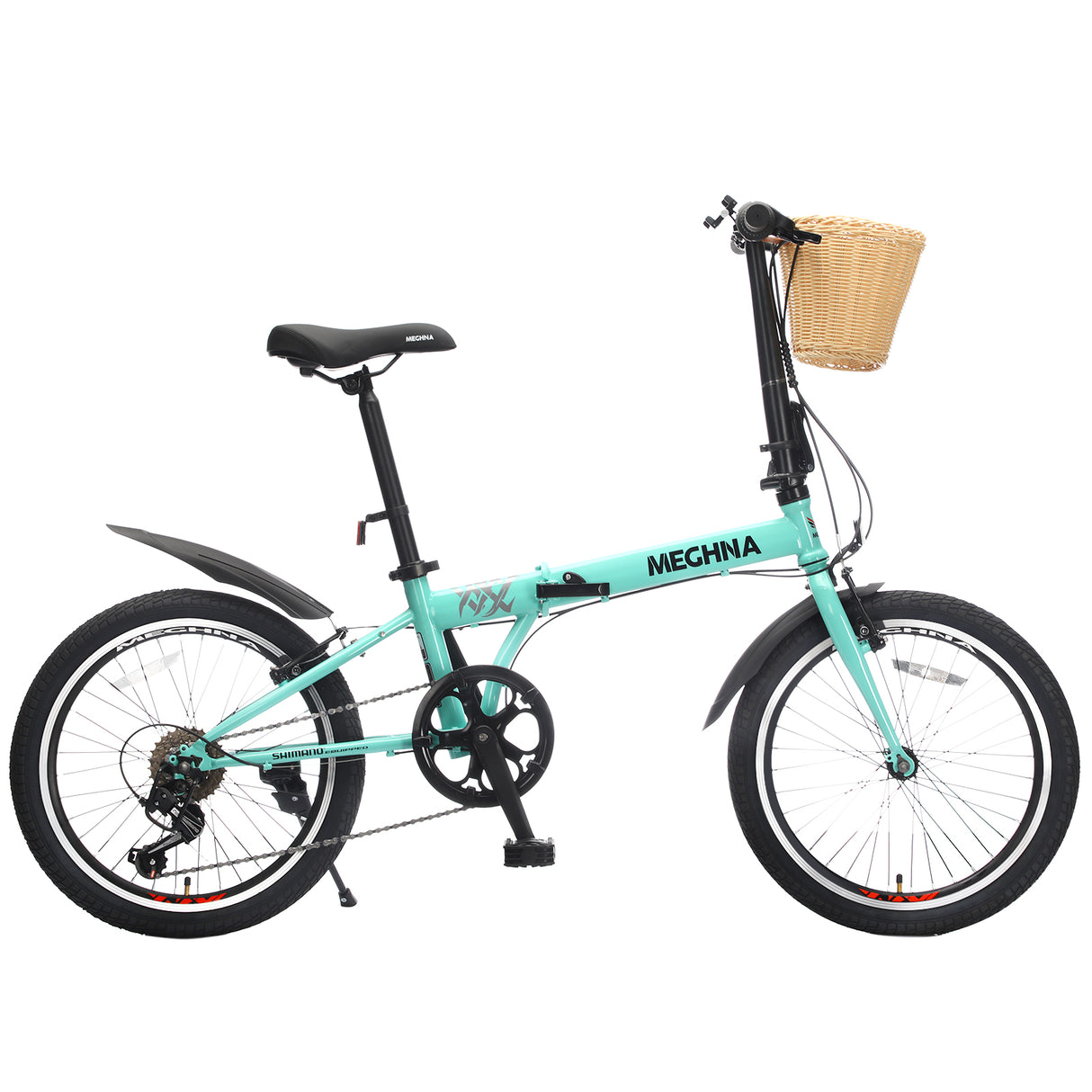 20 Inch Folding Bike for Adults with Basket, Phone Holder & Fenders