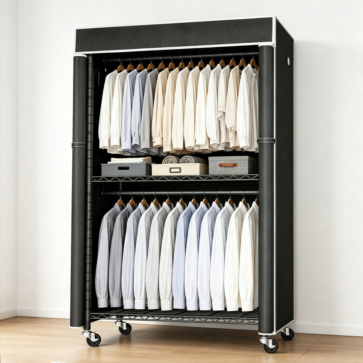 Freestanding Garment Rack with Dust Cover
