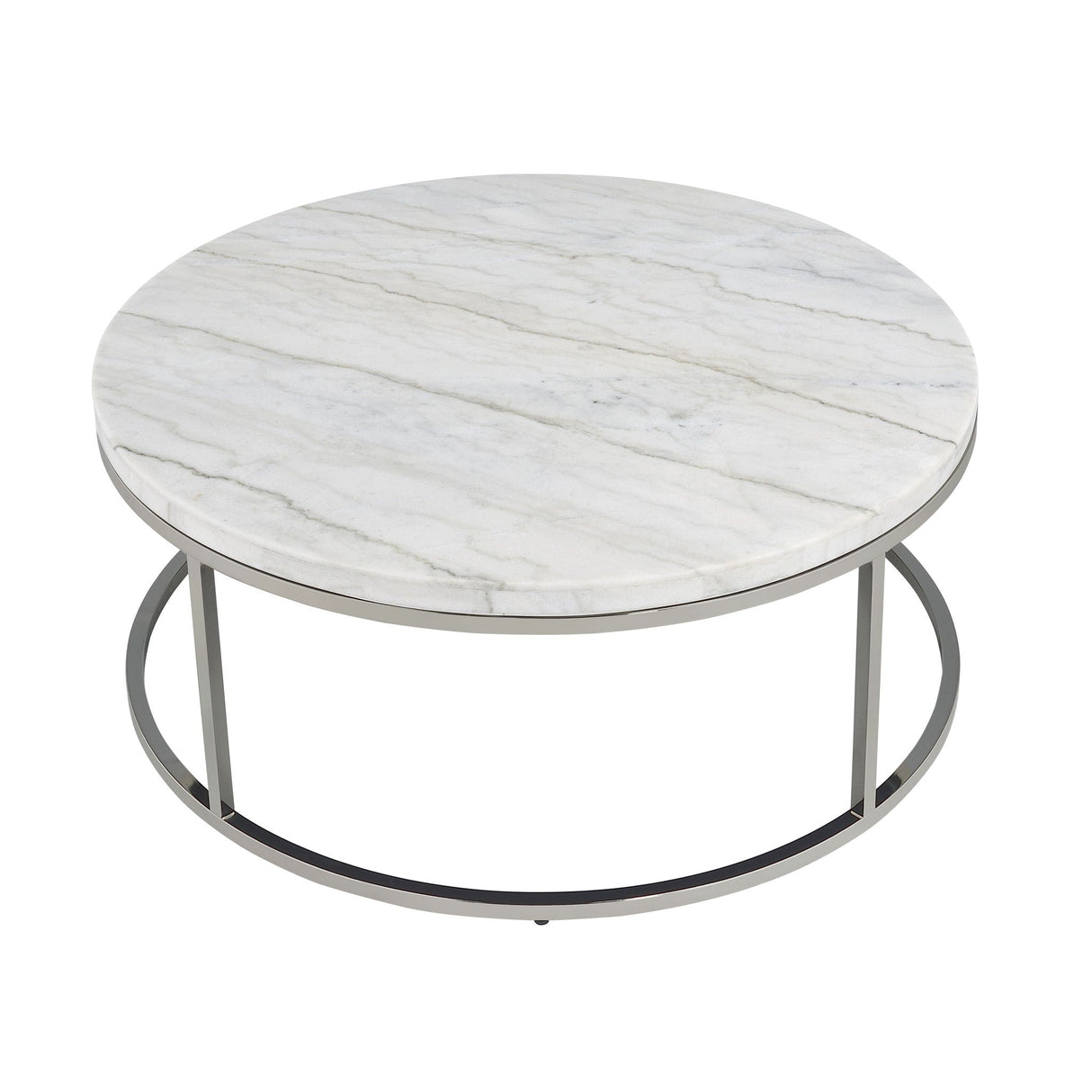 Zaidee - Mable Top Nickel Coffee Table - White - Best Buy Furniture