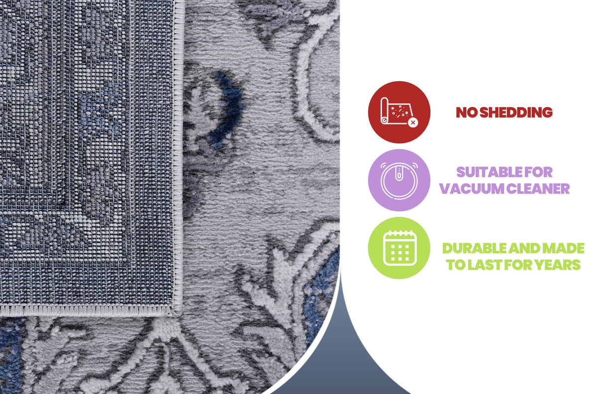 Marfi - 8' X 10' Oriental Area Rug - Gray / Blue