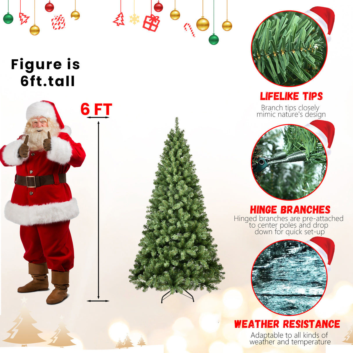 5ft Pre-Lit PVC Christmas Tree with 200 UL Lights