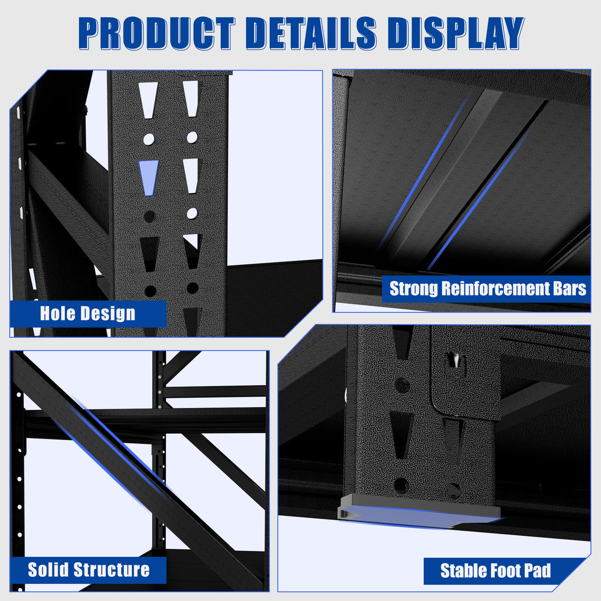 Heavy Duty Metal Adjustable Garage Shelves, 4000LBS Storage Rack (69"H x 59"W x 23.6"D) Industrial Shelving Unit for Warehouse