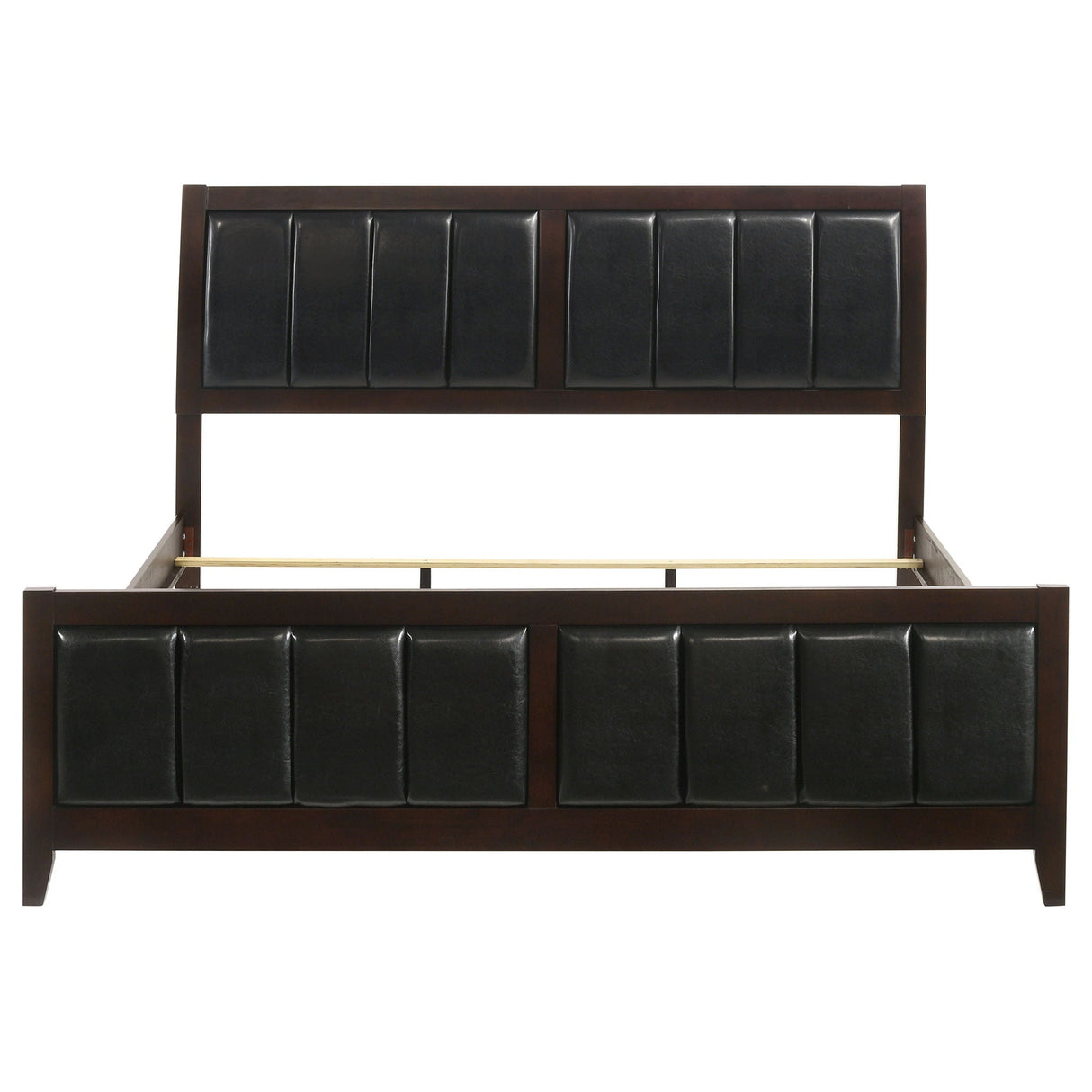 Eastern King Panel Bed With Upholstered Headboard And Footboard - Cappuccino