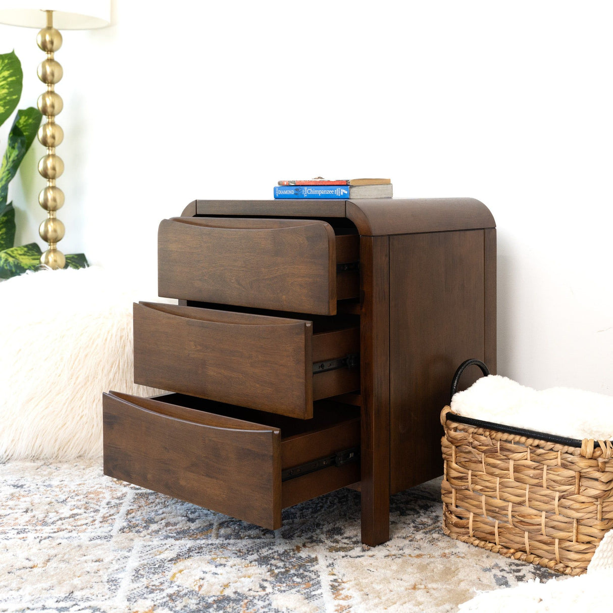 Lionel - Nightstand 3 Drawer Bed Side Table - Brown