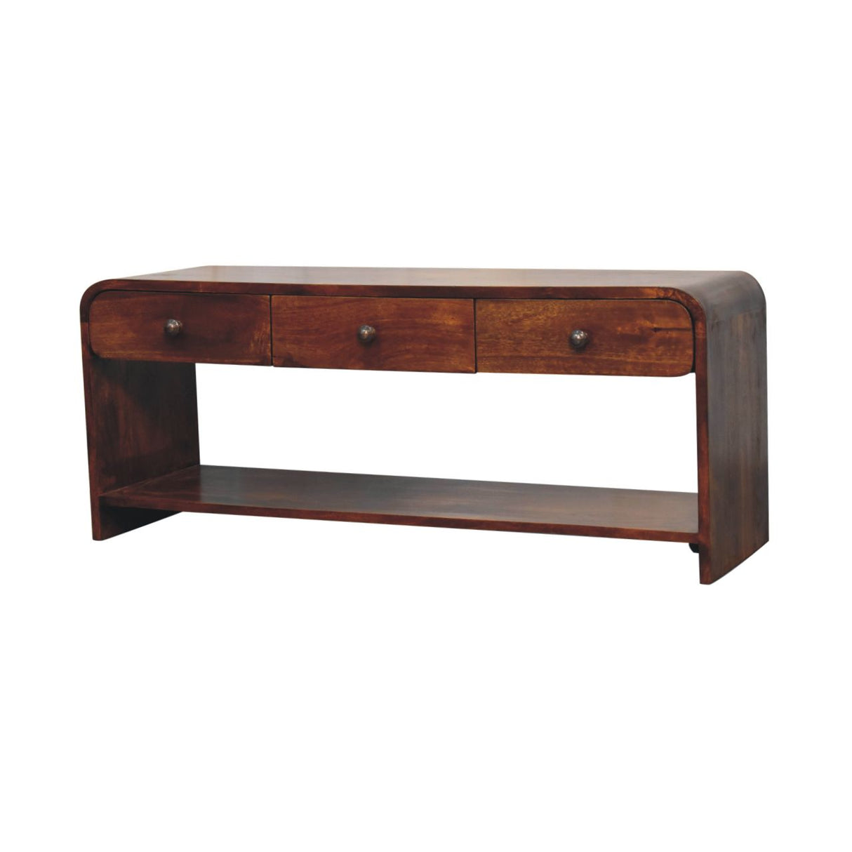 Solid Wood Aspen Slim Media Unit, 3-Drawers, Open Slot