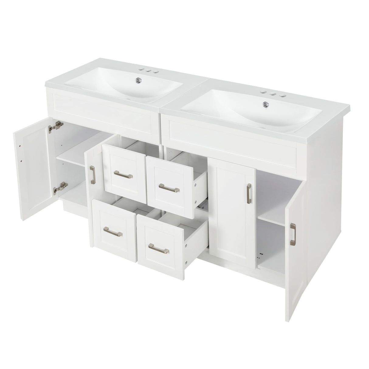 Bathroom Vanity With 2 Doors, 2 Drawers, Adjustable Shelf, Hidden Slides & Soft Close Hinges