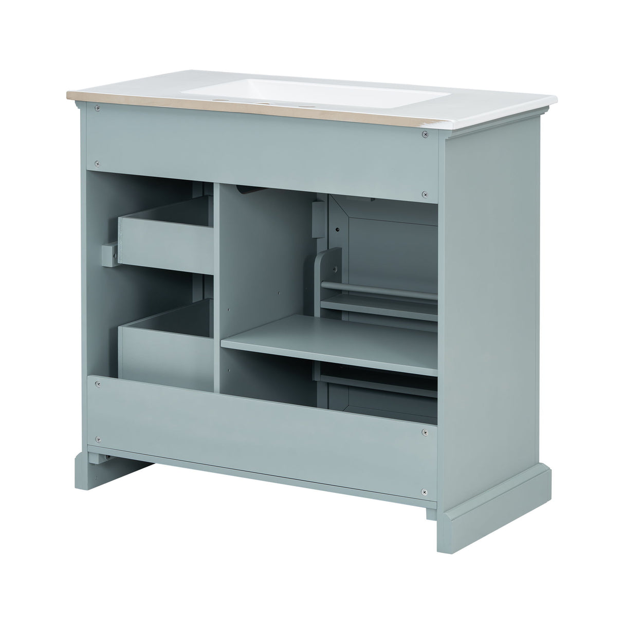 36" Bathroom Vanity With Sink, 2 Tip Out Drawers, Soft Close Hinges