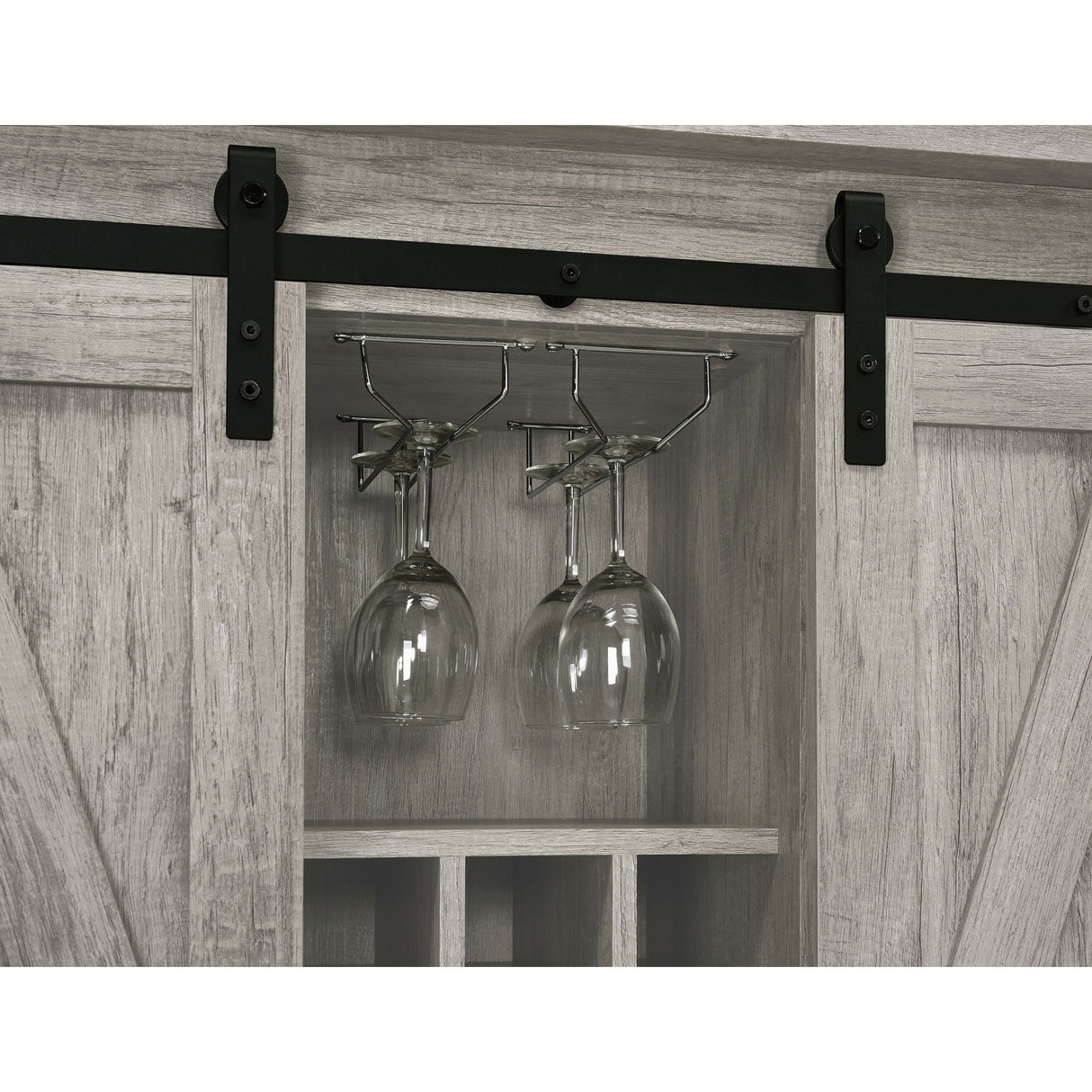 Hovander - Sliding Door Bar Cabinet - Gray
